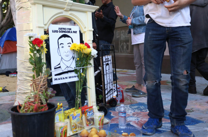 Memorial  for Luis Demetrio Góngora Pat’s death on April 7. Photo: Jessica Webb