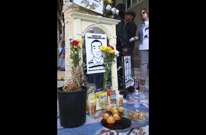 Memorial  for Luis Demetrio Góngora Pat’s death on April 7. Photo: Jessica Webb