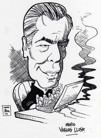 Vargas Llosa. Cortesía de Fernando Llera Cartoons