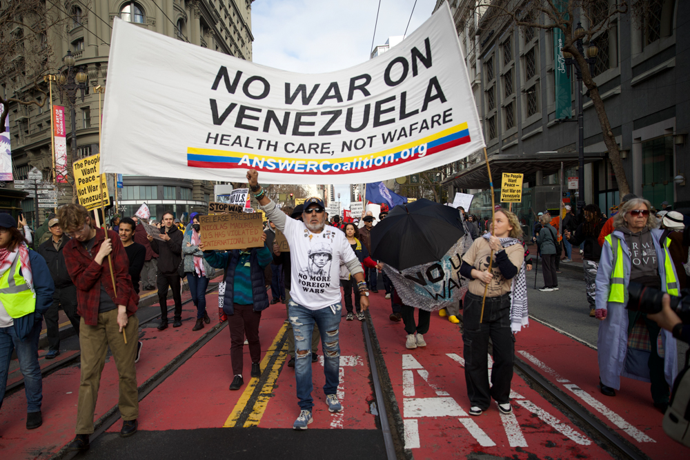 Hundreds Gather in downtown S.F. to protest U.S. military action in Venezuela